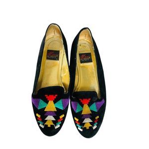 VTG Marc Alpert colorful embroidered suede ballet flats sz 9 N